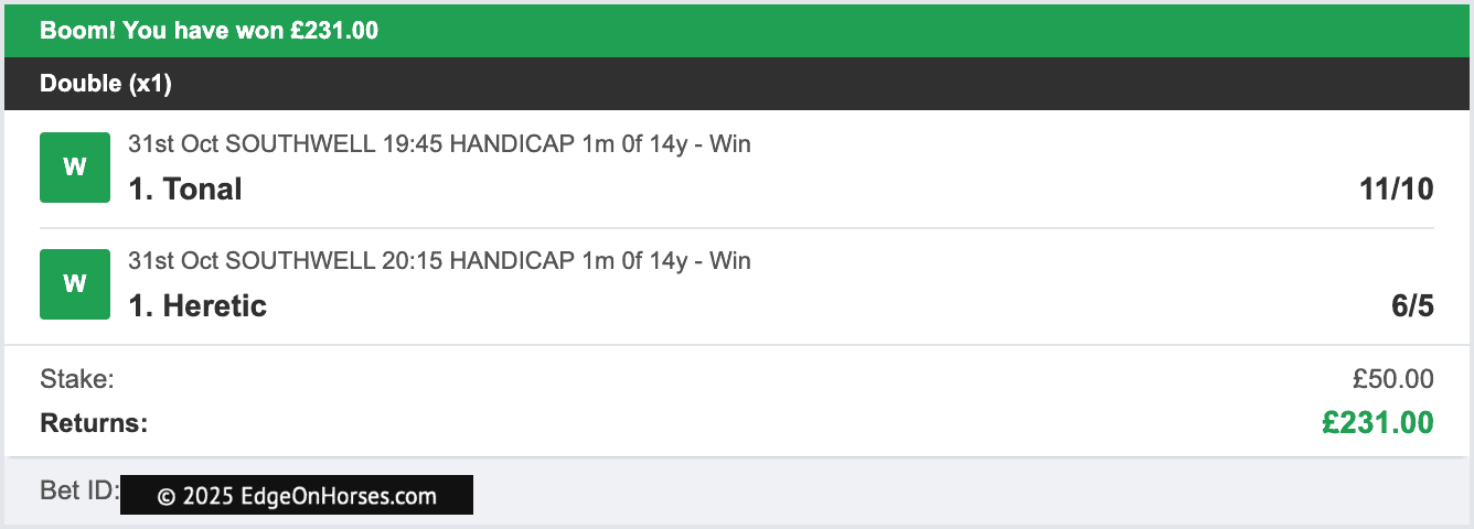 Edge On Horses - Double Winner - 2025-10-31