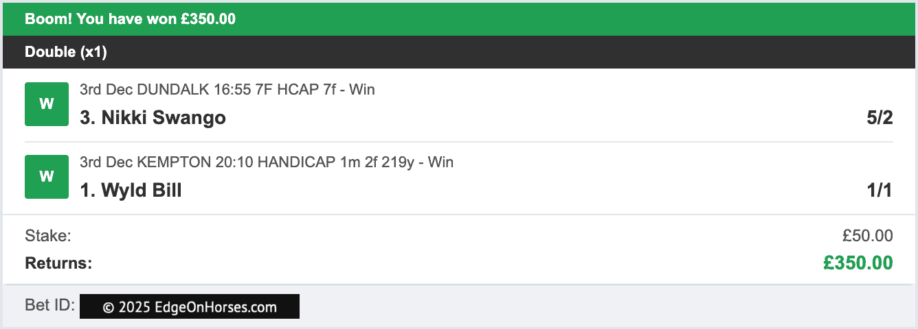 Edge On Horses - Double Winner - 2025-12-03