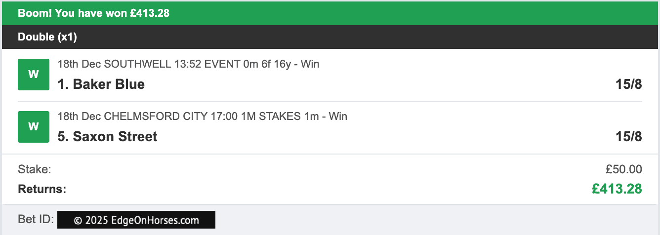 Edge On Horses - Double Winner - 2025-12-18