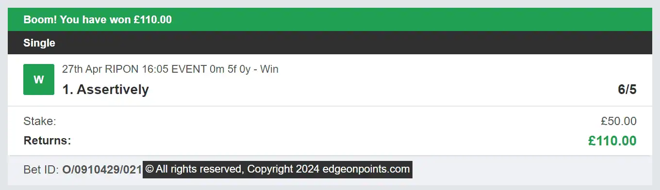 Edge On Points - Winner 1 - 2024-04-27