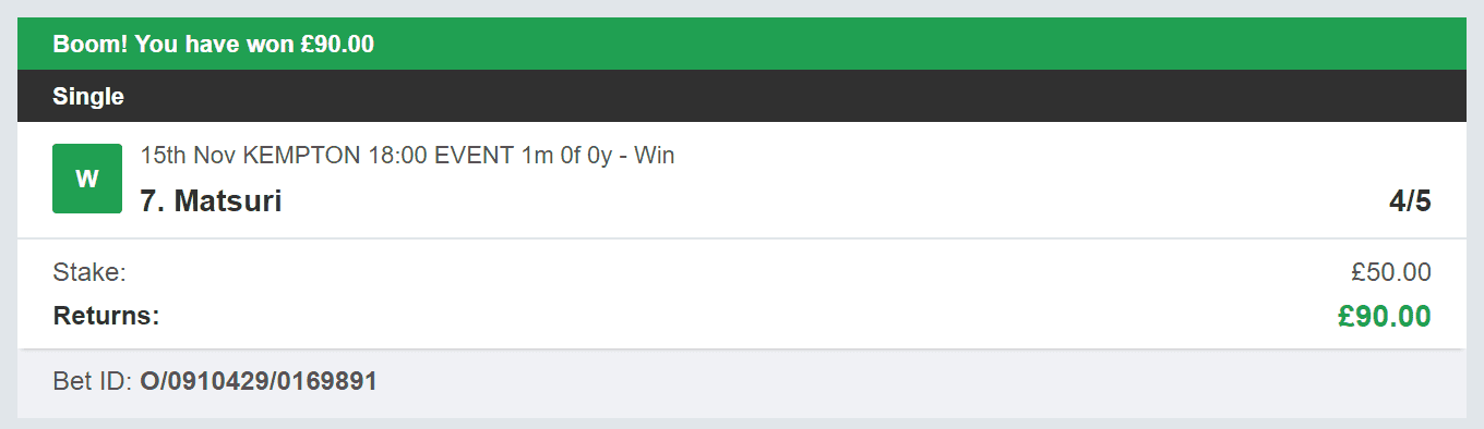 Edge On Points - Winner 3 - 2023-11-15